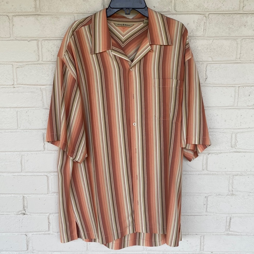 Tommy Bahama Silk Serape Striped Shirt L